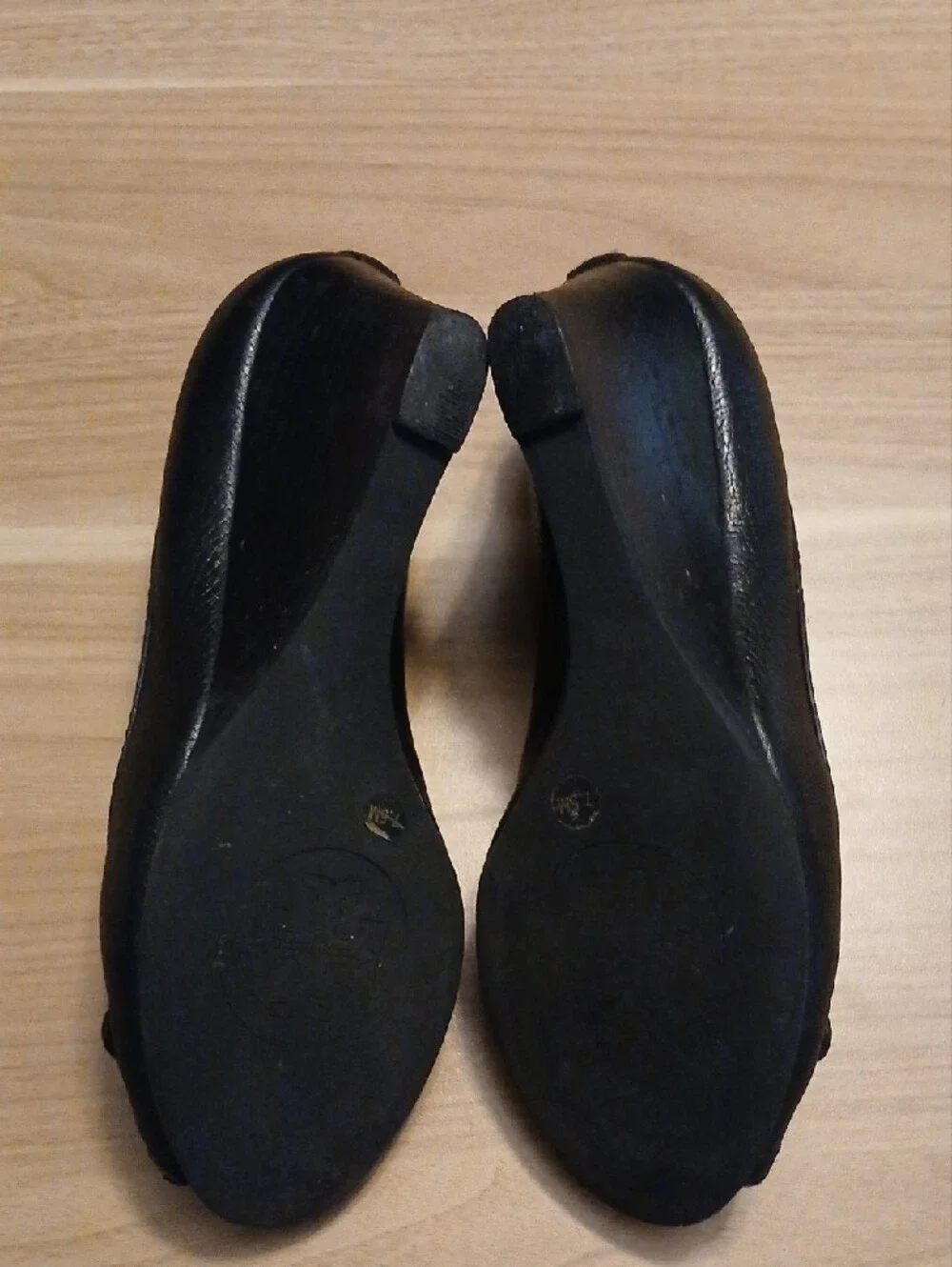 Tory Burch (Copycat Version) Black  Peep-Toe Wedges in Size 7.5M